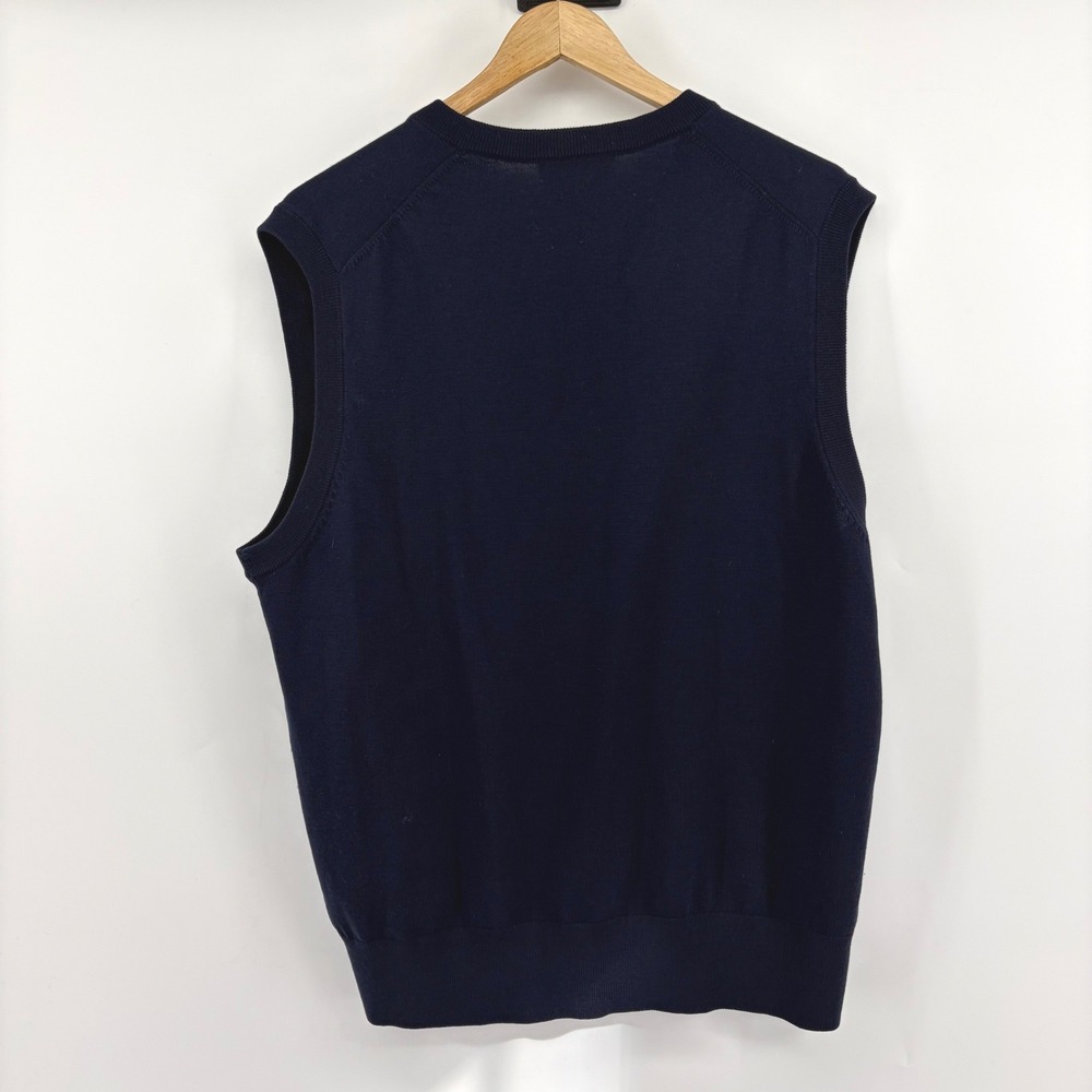 Brooks Brothers Saxon WOOL Mens V Neck Sweater Vest Navy Blue Size L - Picture 4 of 7
